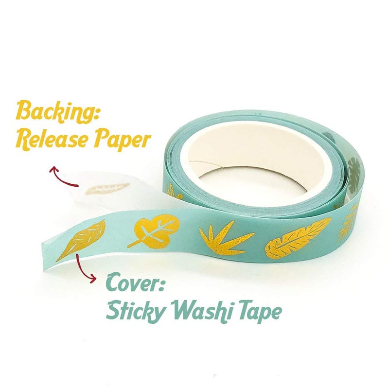 YUBBAEX Gold Washi Tape IG Style Foil Masking Tape Set Decorative for Arts, DIY Crafts, Journal Supplies, Planners, Scrapbook, Card/Gift Wrapping -4 Rolls x 15mm- (Geometric Bronzing) - Image 4